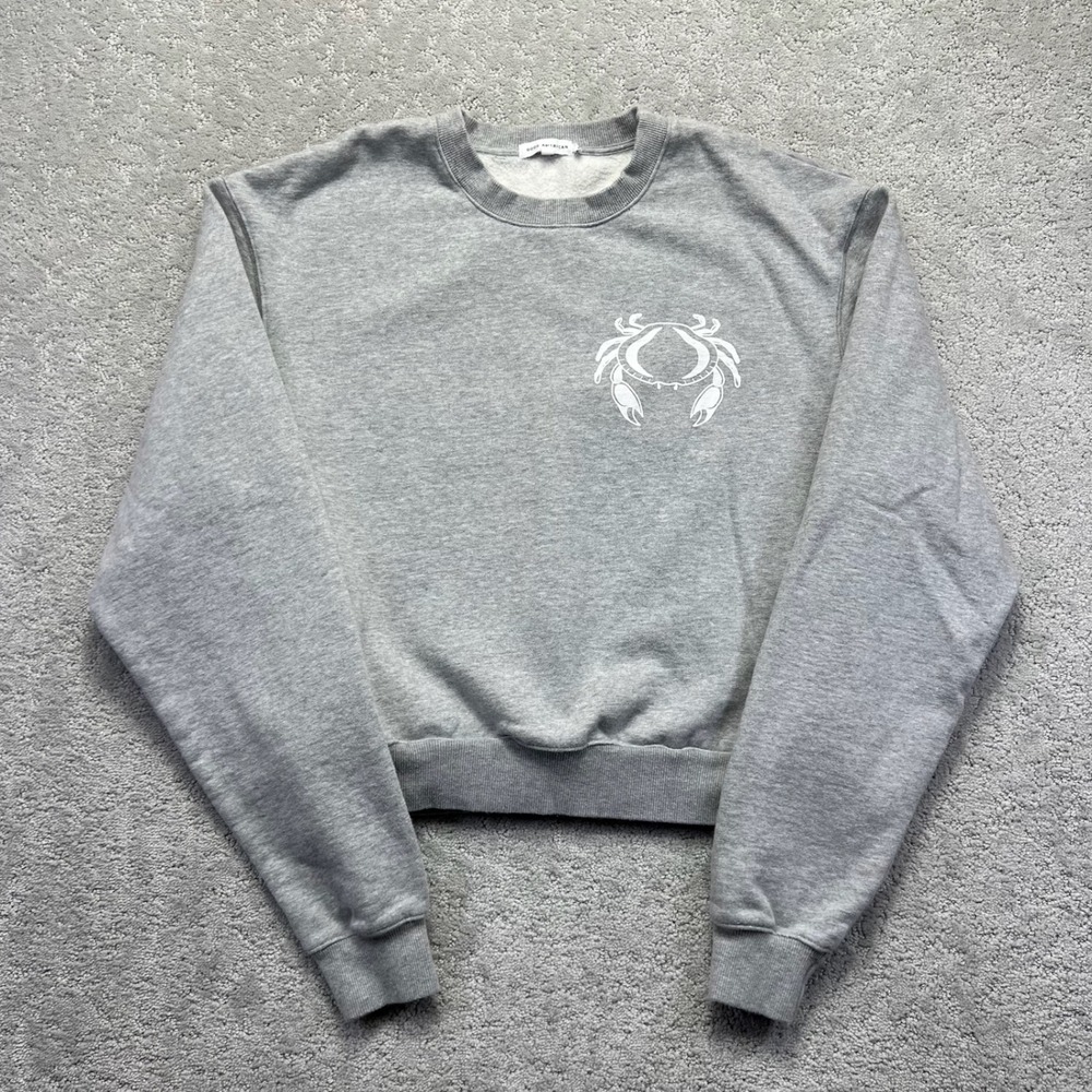 Good American Sweatshirt Women Size 2 Gray Cotton Cancer Zodiac Graphic Pullover